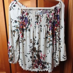 LUQ Julliet Crochet Detail Smocked Knit Top